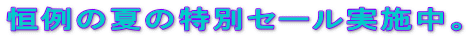 恒例の夏の特別セール実施中。
